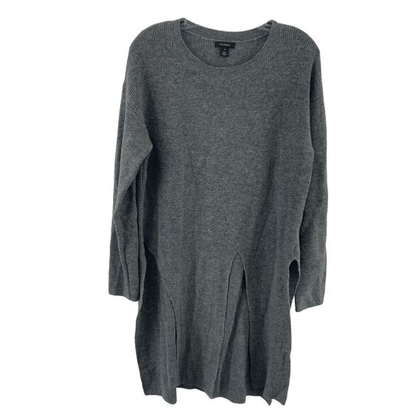 Halogen Gray Merino Wool Midi Long Sleeve Sweater Dress Women's Size M Preowned - Picture 1 of 6
